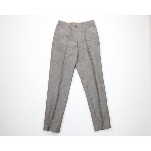 Vintage 30s Streetwear 28x30 Wool Blend Chambray Dress Pants Slacks Gray USA